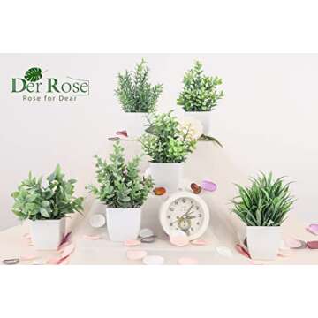 Der Rose 6 Pack Fake Plants Small Artificial Plants Faux Plants Indoor for Home Bathroom Bedroom Living Room Decor