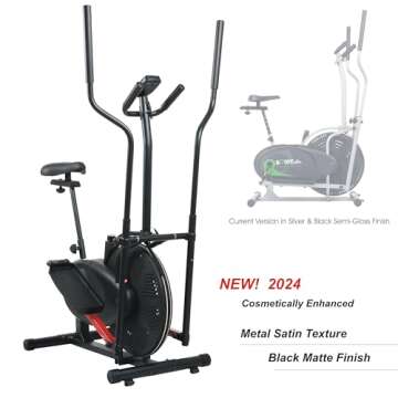 Body Rider Elliptical Machine and Stationary Bike with Seat and Easy Computer, Dual Trainer 2-in-1 Cardio Exercise Machine, Home Gym, Workout Equipment BRD2000, Black & grey, One Size