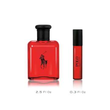 Ralph Lauren - Polo Red Eau de Toilette - Men's Cologne Gift Set - Fresh Daring Woody Spicy Scent - Full Size, 2.5 Fl Oz & Travel Size, 0.3 Fl Oz