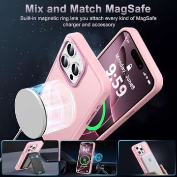 Newfuture Designed for iPhone 16 Pro Max Case with Magnetic [13 FT Military Drop Protection] [Compatible with Magsafe] Slim Translucent Matte Shockproof with Anti-Fingerprint Phone Case, Tender Pink