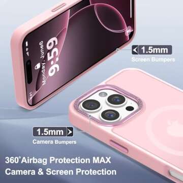 Newfuture Designed for iPhone 16 Pro Max Case with Magnetic [13 FT Military Drop Protection] [Compatible with Magsafe] Slim Translucent Matte Shockproof with Anti-Fingerprint Phone Case, Tender Pink