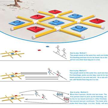 OTTARO Giant Tic Tac Toe Game Outdoor Indoor for Family, Outdoor Bean Bag Toss Game for Adults and Kids(3ft x 3ft)