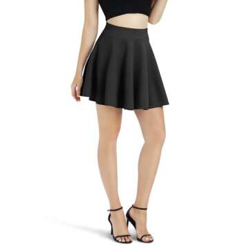 Urban CoCo Women's Basic Versatile Stretchy Flared Casual Mini Skater Skirt (Medium, Black)