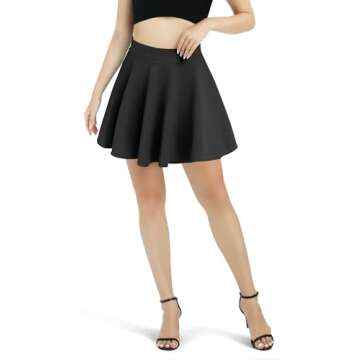 Urban CoCo Women's Basic Versatile Stretchy Flared Casual Mini Skater Skirt (Medium, Black)