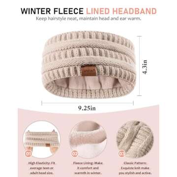 Womens Winter Beanie Hat Scarf Gloves Headband Set - Cozy Oatmeal Collection