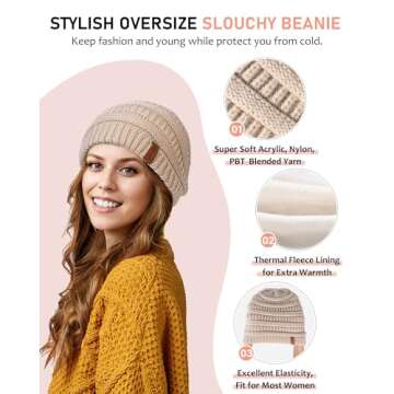 Winter Beanie Hat Gloves Scarf Set for Women