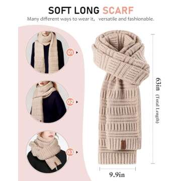 Winter Beanie Hat Gloves Scarf Set for Women