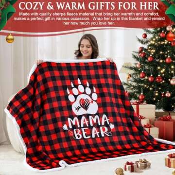 Best Mom Gifts for Christmas Mom Gifts from Daughter Son kids, Mama Bear Buffalo Plaid Wearable Blanket Hoodie Women Mom Birthday Gifts for Mother-in-Law Christmas Wife Gifts from Husband New Mom Gift