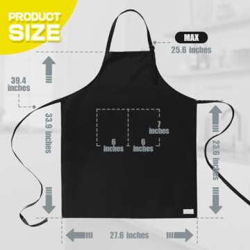 ROTANET Extra Large Aprons for Men Adjustable Bib Aprons with 2 Pockets Cooking Kitchen Bbq Grilling Big Apron for Women Chef Water & Oil Resistant Black