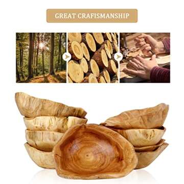 DeziWood Irregular Wooden Bowls for Decor, Unique Hand Carved Decorative Farmhouse Wooden Fruit Bowls, Large Wood Bowl for Nut Keys Jewelry Pine Cones Entryway Table Display (10"-12")