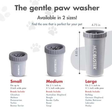 Dexas MudBuster Portable Dog Paw Cleaner, Premium Quality Large Gray Pet Accessory