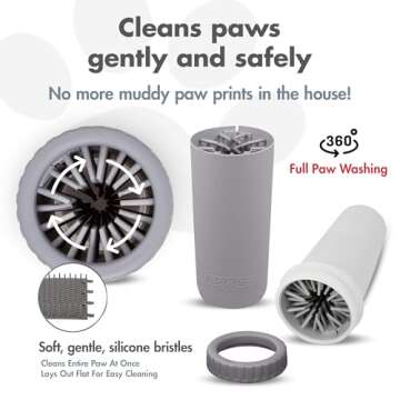 Dexas MudBuster Portable Dog Paw Cleaner, Premium Quality Large Gray Pet Accessory