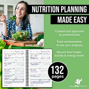 NewMe Fitness Journal for Women & Men, Nutrition Planner and Food Journal to Track Weight Loss, Muscle Gain, Gym, Bodybuilding Progress, Daily Personal Health Tracker - 1 Pack (Nutrition)