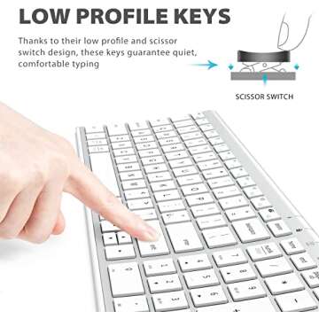 iClever GK03 Wireless Keyboard and Mouse Combo - 2.4G Portable Wireless Keyboard Mouse, Rechargeable Ergonomic Design Full Size Slim Thin Stable Connection Keyboard for Windows 7/8/10, Mac OS