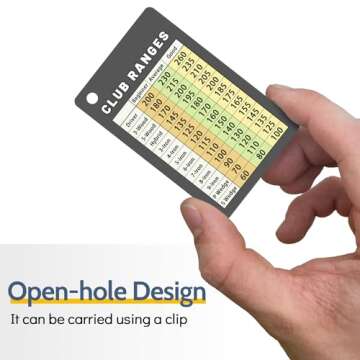 Jemzio Golf Club Range Chart Card, Easy Carry with Credit Card Size, Sturdy Golf Yardage Card for Seasoned Golfers, Average, or Beginners (Card+Clip)