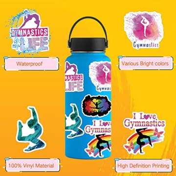 Gymnastics Stickers 100PCS Gymnastics Gifts,Gymnastics Gifts for Girls,Gymnastics Stickers for Water Bottles,Gymnastic Gifts,Igymnastics Room Decor,Gymnastics Wall Decal(Gymnastics Stickers)