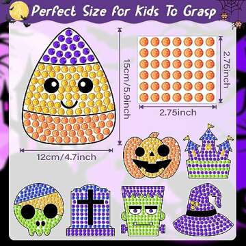 Qyeahkj 7pcs Halloween Arts and Crafts, Art Crafts Suncatcher Kits for Children Teenagers Kids at 6-8, DIY Diamond Painting Kits for Girls at 4 5 10 12 Classroom Activities Fall Halloween Art Project