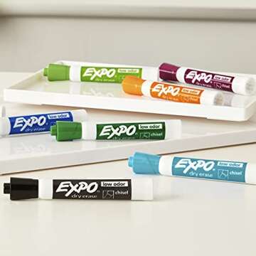 Expo Low Odor Dry Erase Markers, Assorted Colors, Chisel Tip - Pack of 16