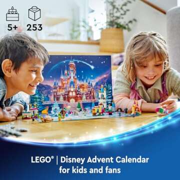 LEGO Disney Advent Calendar 2024 for Kids - Christmas Advent Calendar W/Mini Builds & 8 Minifigures, Ages 5+ - Disney Toys Gift Idea for Girls & Boys - 43253