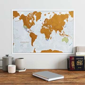 Maps International Scratch Off Map of the World Poster 17 x 22" + USA Scratch Print 11 x 17" - Scratch USA Map