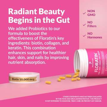 FLORATIN Hair, Skin, and Nails Vitamins for Women - Boost Your Natural Glow