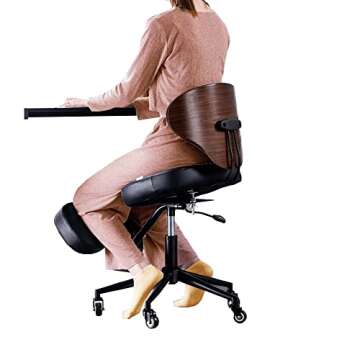 SITSEATSEE Ergonomic Kneeling Chair with Back Support - Adjustable Knee Chair Posture Chair - Office Chair for Back Pain Relief - Height & Angle Adjustable,Black