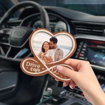 Drive Safe I Love You Visor Clip, Custom Couple Photo Car Visor Clip, with Personalized Car Photo Frame, Valentine's Day Gifts for Wife and Husband, Anniversary Birthday Gifts, Meaningful Gifts