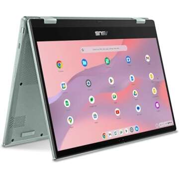 ASUS CM14 Flip Chromebook 14.0" FHD Touch Display (MediaTek Kompanio 520 Processor, ARM Mali-G52 MC2 GPU, 4GB LPDDR4X, 64GB eMMC SSD, WiFi 6, SD Reader, Bluetooth 5.3, HD Webcam, Chrome OS) (Renewed)