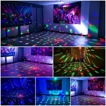 Party Lights Dj Disco Ball Light with Pattern Projection and Sound Activated, Buclhoz RGB Colored Strobe Stage Lighting for Parties Indoor Dance Birthday Rave Bar Karaoke Christmas Wedding Show Club