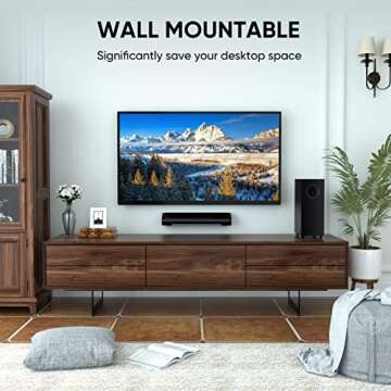 Saiyin Sound Bars for TV with Subwoofer, 2.1 Deep Bass Small Soundbar Monitor Speaker Home Theater Surround System PC Gaming Bluetooth/AUX/Optical Connection, Wall Mountable 17-inch