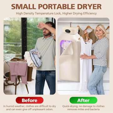 Imfriy Portable Clothes Dryer, Portable Dryer for Clothes, Underwear, Towel, Pet Clothes, Dryer for laundry Travel Camping Apartment Hotel Dormitory RV