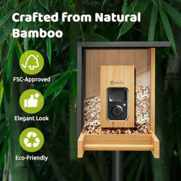 Birdfy AI Smart Bird Feeder with Camera, High-End Bamboo, Mini in Size, Solar Powered, Permanent AI Identifies 6000+ Bird Species with Motion Detection, Ideal Gift Present