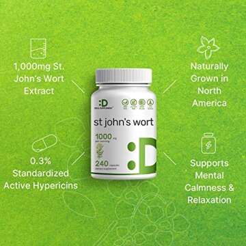 DEAL SUPPLEMENT St. John's Wort Extract 1000mg - 240* Capsules, Retains 3000mcg Active Hypericins | Premium North American Source