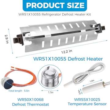 WR51X10055 Refrigerator Defrost Heater Kit WR55X10025 Temperature Sensor WR50X10068 High Limit Thermostat Fit for GE by Romalon