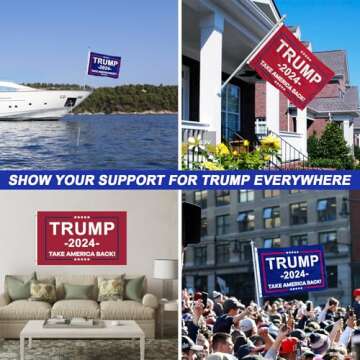 Trump 2024 Flag 3x5FT Outdoor, Trump Merchandise Take America Back 2 PACK Trump Flag 2024 Heavy Duty Banner for Outside Party Supplies for Yard Signs, Home Indoor Outdoor Decor with 2 Brass Grommets