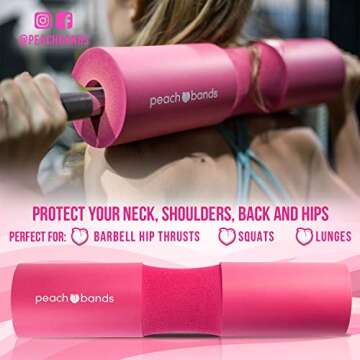 Peach Bands Barbell Pad with Secure Straps for Squats and Hip Thrusts (Pink)