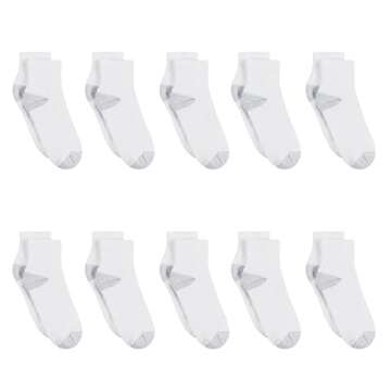 Hanes Womens Value, Ankle Soft Moisture-wicking Socks, Available In 10 And 14-packs Athletic-socks, White - 10 Pack, 5-9 US