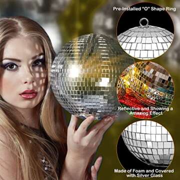 100 Pcs Mirror Disco Balls Decorations Different Sizes Bulk Silver Disco Balls Ornaments Hanging Disco Balls for Christmas Tree Dance Music 50s 60s 70s Disco Themed Party Decor (1,2,3,6)