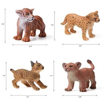 16pcs Baby Safari Animals Figures Realistic Wildlife Creatures Figurines Baby Animals African Jungle Zoo Miniature Toys Cake Toppers Birthday Gift for Kids