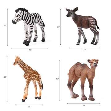 16pcs Baby Safari Animals Figures Realistic Wildlife Creatures Figurines Baby Animals African Jungle Zoo Miniature Toys Cake Toppers Birthday Gift for Kids