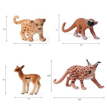 16pcs Baby Safari Animals Figures Realistic Wildlife Creatures Figurines Baby Animals African Jungle Zoo Miniature Toys Cake Toppers Birthday Gift for Kids