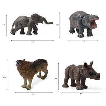 16pcs Baby Safari Animals Figures Realistic Wildlife Creatures Figurines Baby Animals African Jungle Zoo Miniature Toys Cake Toppers Birthday Gift for Kids