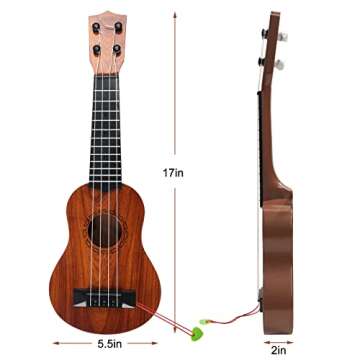 Raimy 17in Kids Ukulele Guitar - 4 Strings Mini Guitar Children Musical Instruments Educational Toys with Picks for Toddler Kids Boys Girls Beginner (Mahogany)