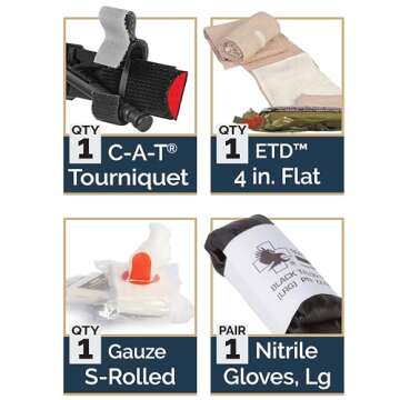 North American Rescue Individual Patrol Officer Kit IPOK (Gauze) NAR Compact First Aid with C-A-T Tourniquet, ETD, Gauze, Gloves (80-0167)