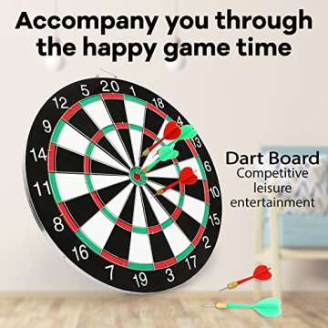 Dart Board Set,Double-Sided 15 Inch Dartboard Game with 6 Steel-Plastic Darts,Man Cave Stuff for Adults,Bars,Arcades,Billiard Rooms,Family Leisure Sport