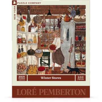 New York Puzzle Company - Loré Pemberton Winter Stores - 500 Piece Jigsaw Puzzle for Family Game Nights by Loré Pemberton