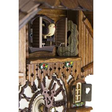 Cuckoo-Palace German Cuckoo Clock - Blackforest Hillside Chalet with Wonderful Animals with Quartz Movement - 10 1/4 inches Height