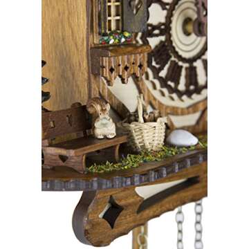 Cuckoo-Palace German Cuckoo Clock - Blackforest Hillside Chalet with Wonderful Animals with Quartz Movement - 10 1/4 inches Height