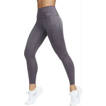 Nike Go Women's Firm-Support High-Waisted 7/8 Leggings with Pockets (as1, Alpha, s, Regular, Regular, Light Cave Purple/Grey)