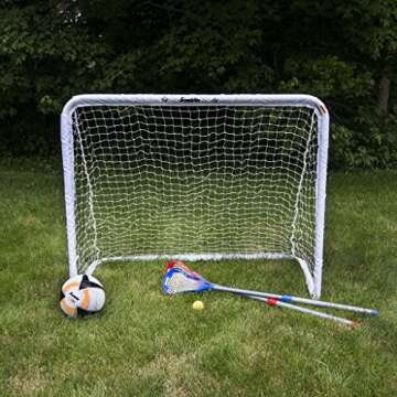 Franklin Sports Steel Goal - All Sport Soccer, Lacrosse Field Hockey and Street Hockey Goal - 50"x42" Youth Goal and Net - Backyard Goal